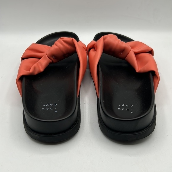 A New Day Orange Twist Black Flat Summer Sandals Size 8.5 - Picture 5 of 9